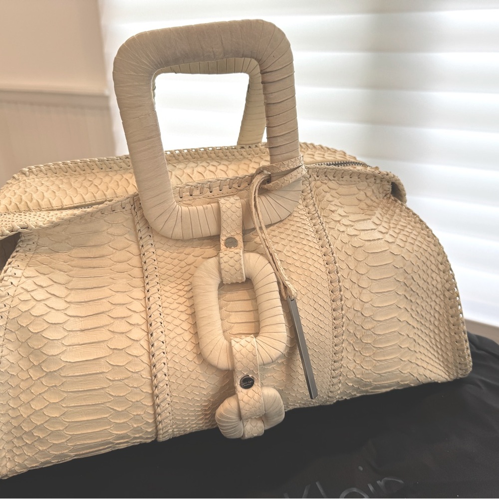 Calvin Klein Collection Large White Python Designer  Handbag - Picture 12 of 13